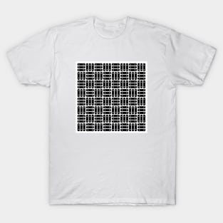 Skateboard Rows Pattern Black on White T-Shirt